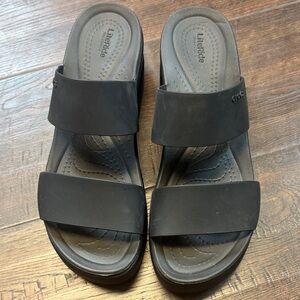 CROCS literide Brooklyn double strap mid wedge black womens size 7